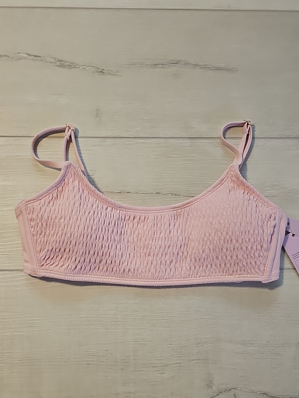 Wild Fable Women's M Light Pink Smocked Bralette Style Bikini Top